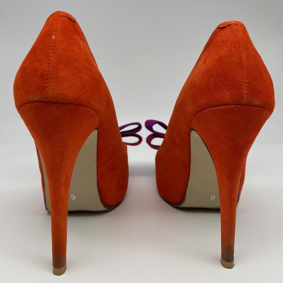 Jeffrey Campbell "Garrett" Women Orange Purple Bow Heels US Size 6 - Picture 3 of 13